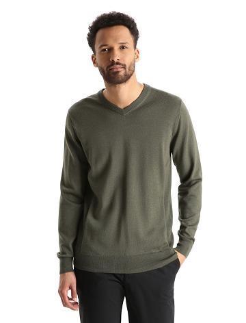 Icebreaker Merino Shearer V Neck Tröjor Herr Olivgröna | SE 1727TCEV
